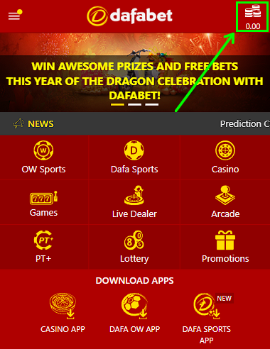 Deposit and withdrawal of winnings at Dafabet