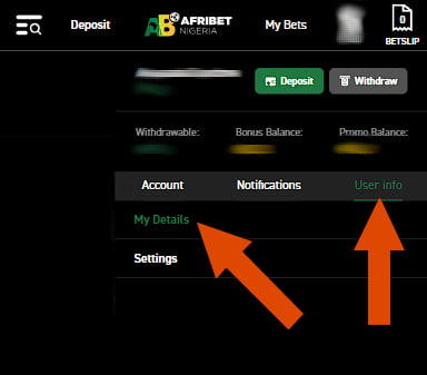 Personal account at Afribet