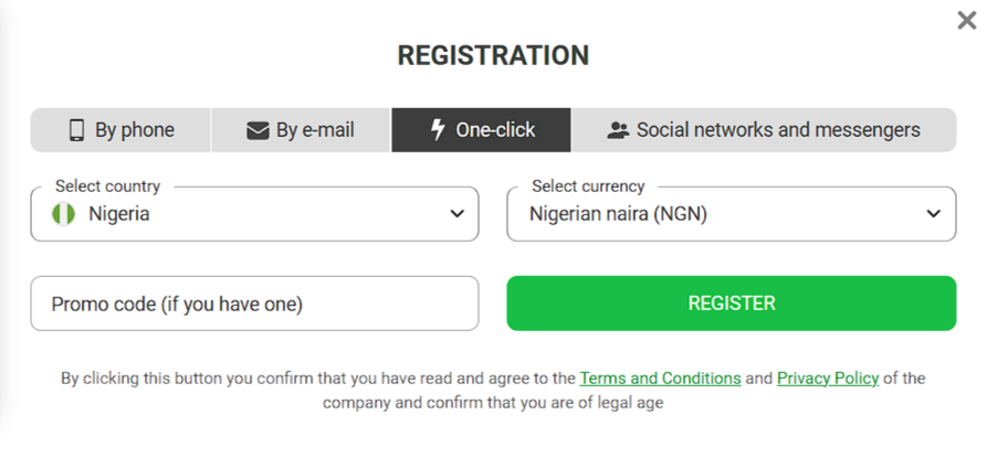 888starz one-click registration