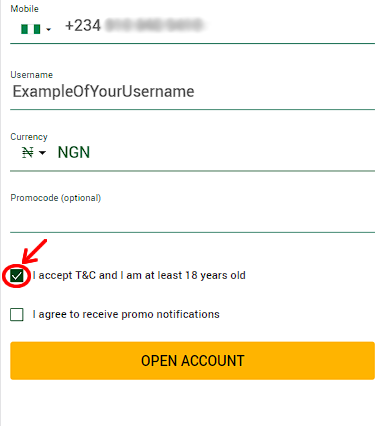 Registration in Wazobet app