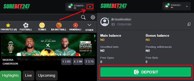 How to make a deposit at Surebet247