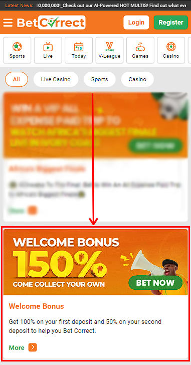 welocme bonus on BetCorrect