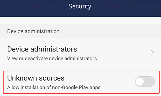 Permission to download apps from unknown sources on Android