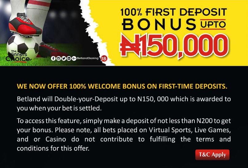 Welcome bonus for sports on Betland