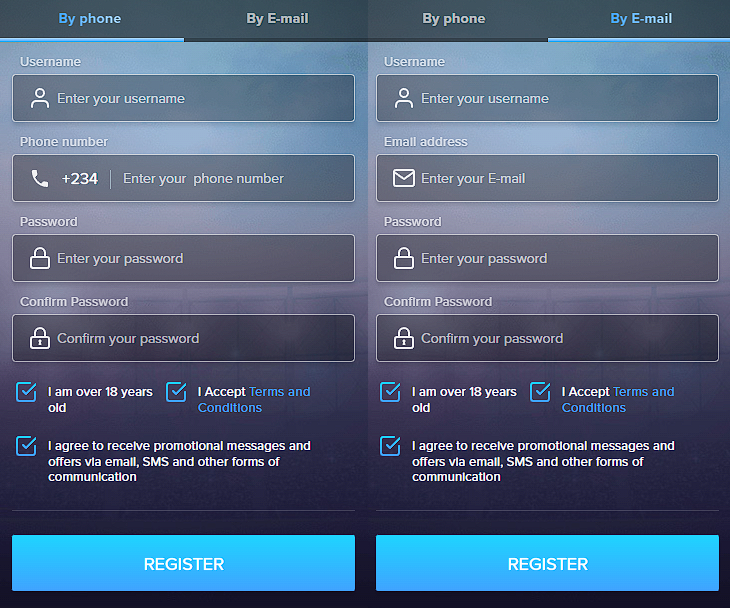 Registration form