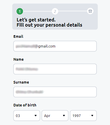 Betbiga registration form