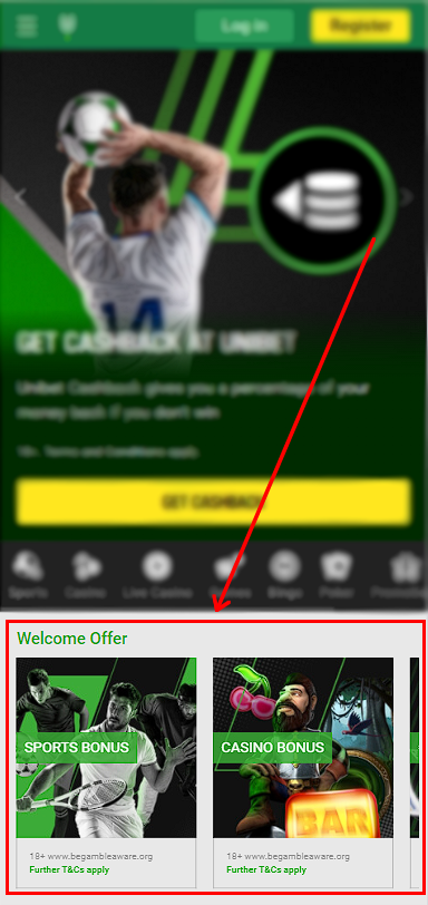 Welcome offer at Unibet