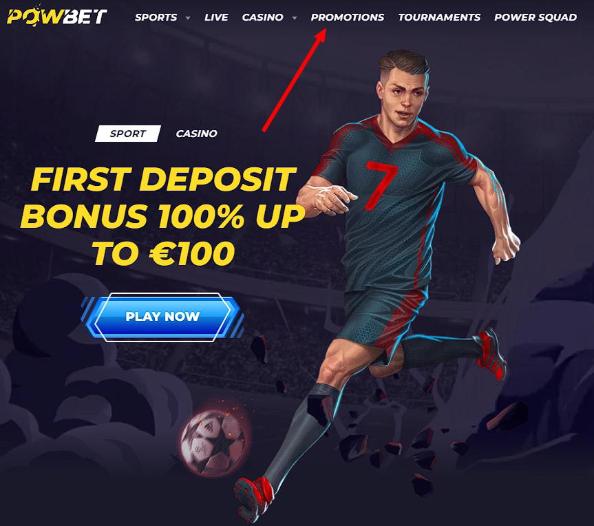 Promotions section Powbet on the website