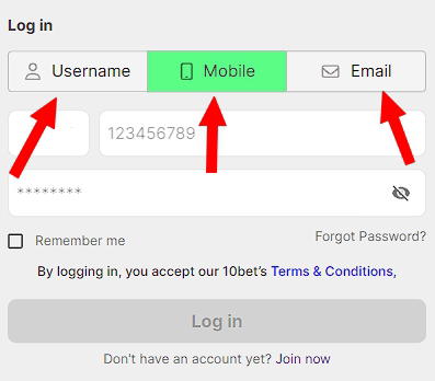 Log in 10bet