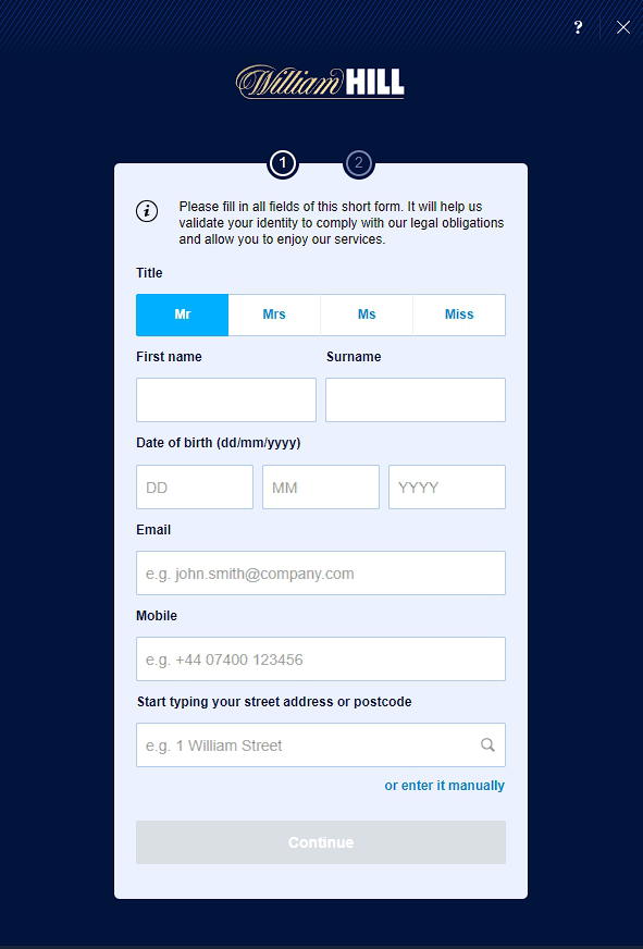 William Hill registration