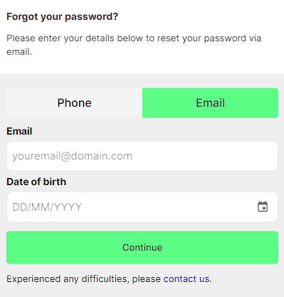 Password recovery by e-mail