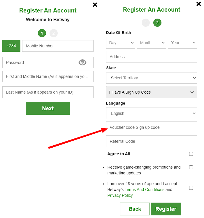 Registration Betway