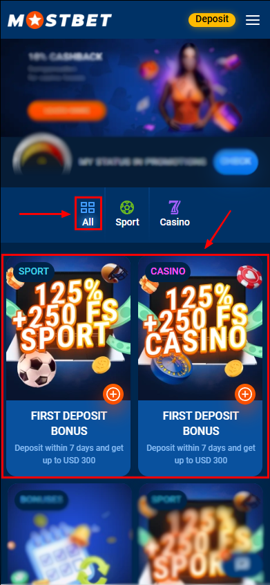 Sports and Casino Bonuses on the First Deposit