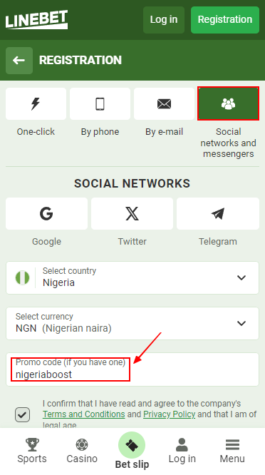 How to use a promo code on Linebet website by social networks
