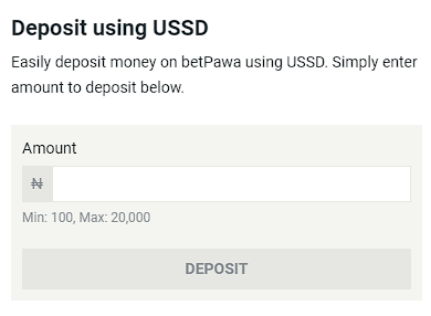 USSD deposit menu