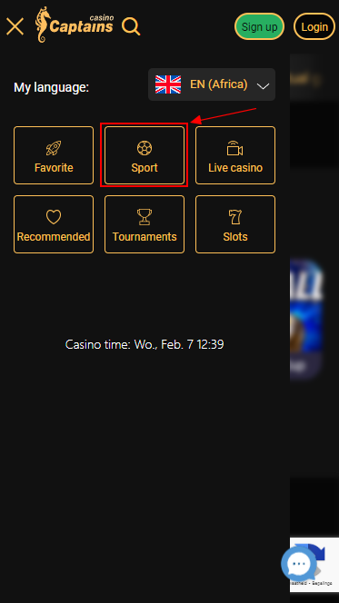 Captainsbet sports betting section