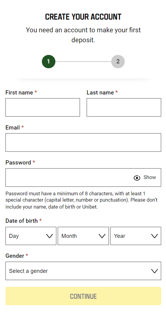 Registration form