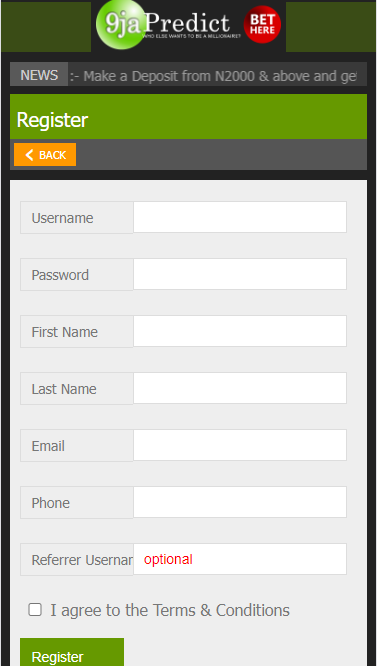 Registration form 9jeProject