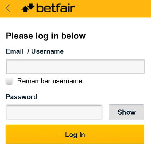 Betfair login