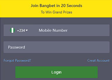 Bangbet log in