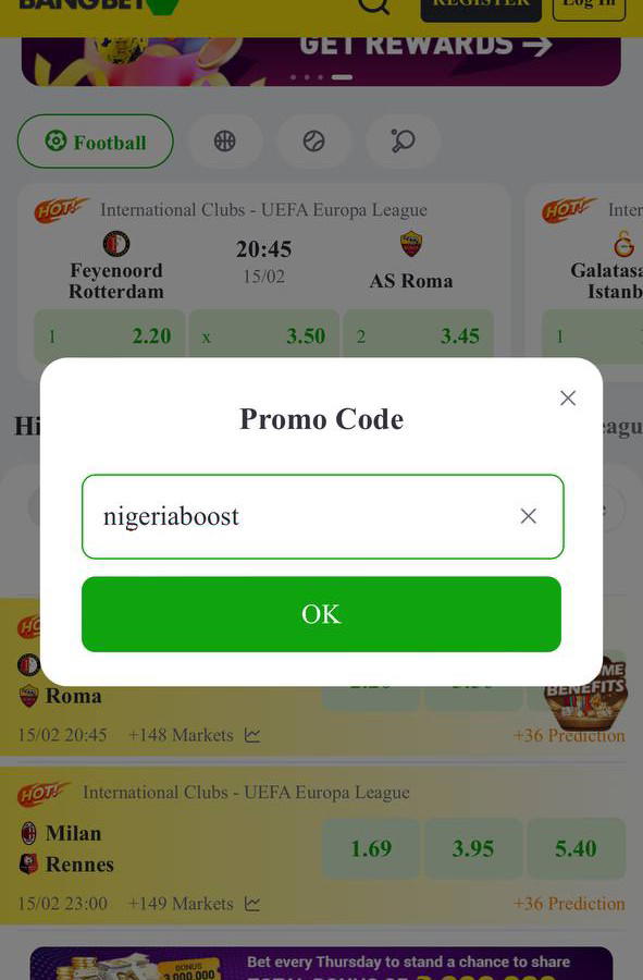 Promo code Bangbet