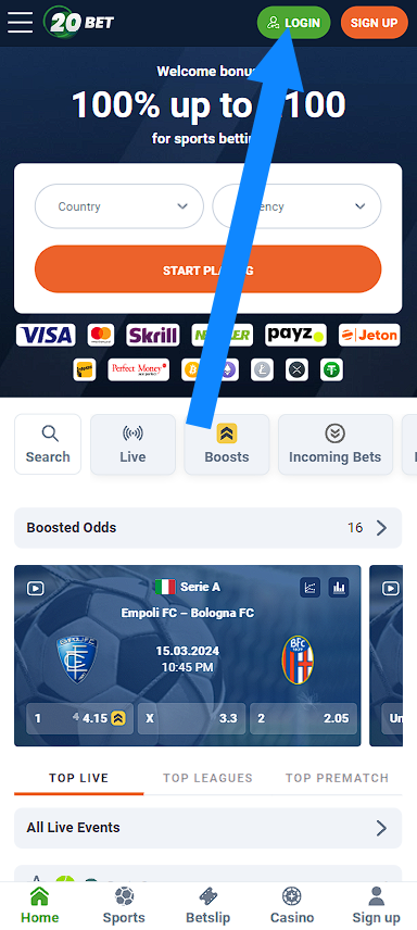 Login 20Bet