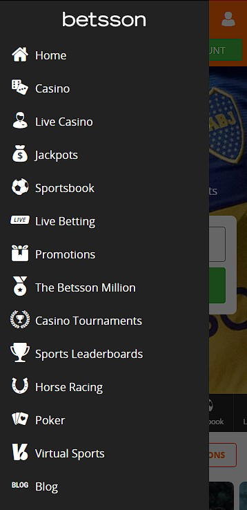 Betsson mobile version