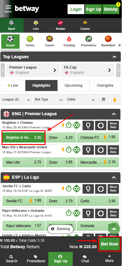 Choosing odds in betting