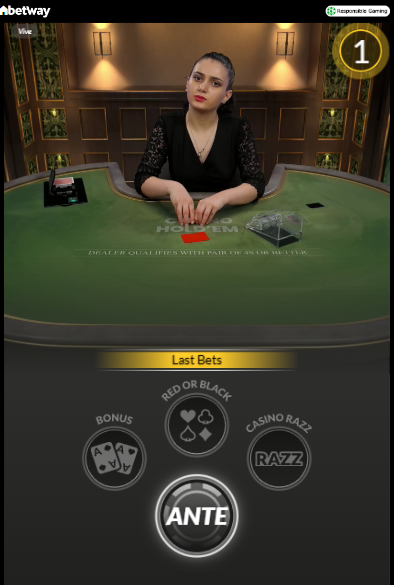 Playing with a dealer at Betway live casino