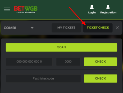 Tab for checking the status of bets