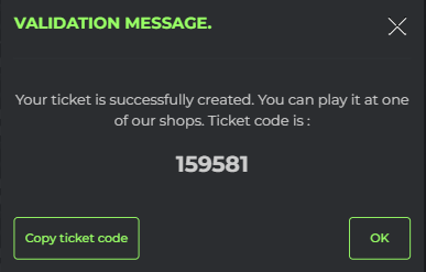 Personal code to check the status of the bet