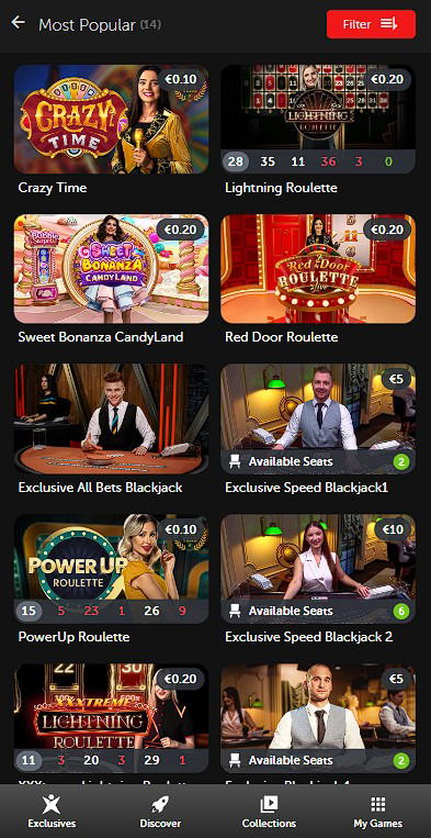 Popular games at Betsafe