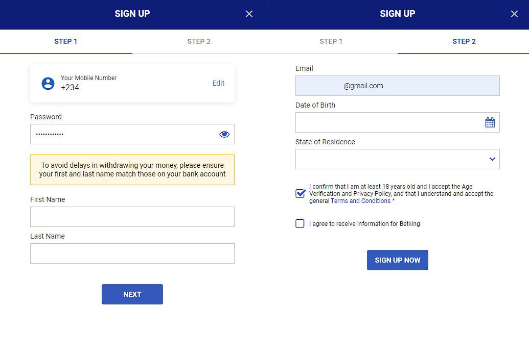 BetKing registration