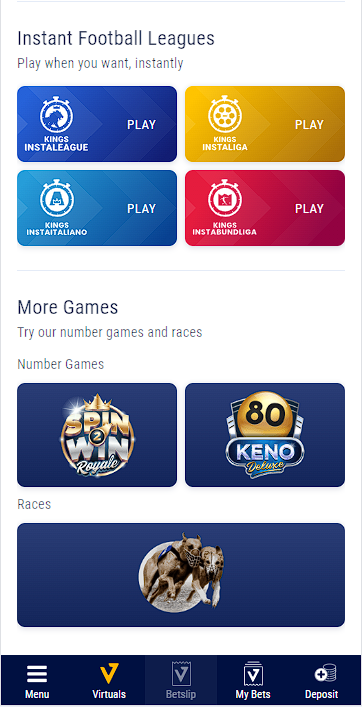 BetKing virtual games page 1