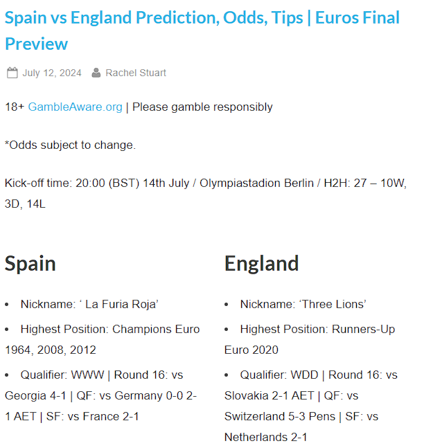 BetVictor final EURO tip