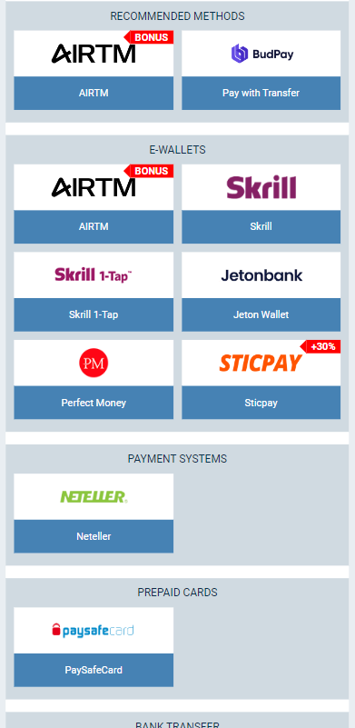 Payment methods