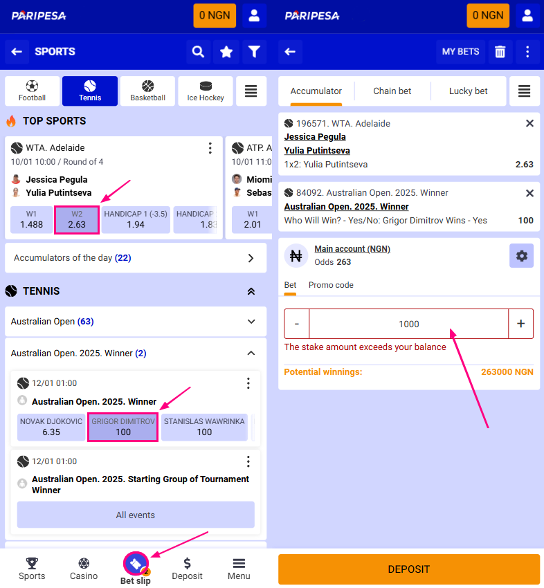 Paripesa Tennis betting